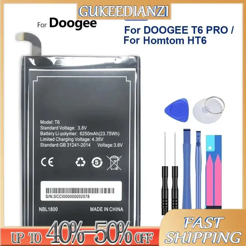 

High Capacity Battery BAT16464500 3200mAh-6250mAh For DOOGEE T6 Pro T3 T5 lite/For Homtom HT6 Portable batteries