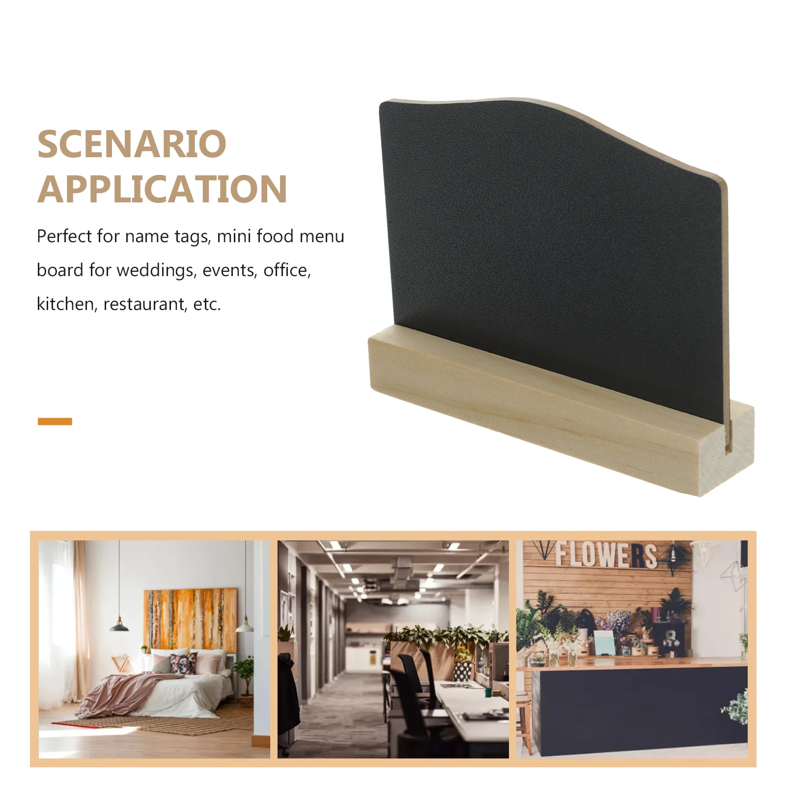 Mini tableau noir effaçable en bois, 5 pièces