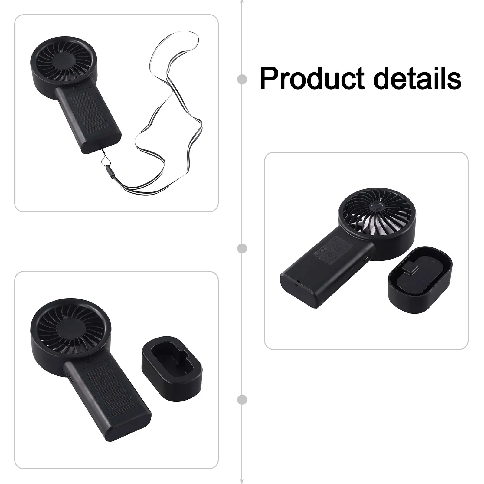 Battery 3.7V 1200mAH Solar Handheld Fan Solar Charging Handheld Fan Handheld Fan Portable Desktop Fan Solar Charging Function