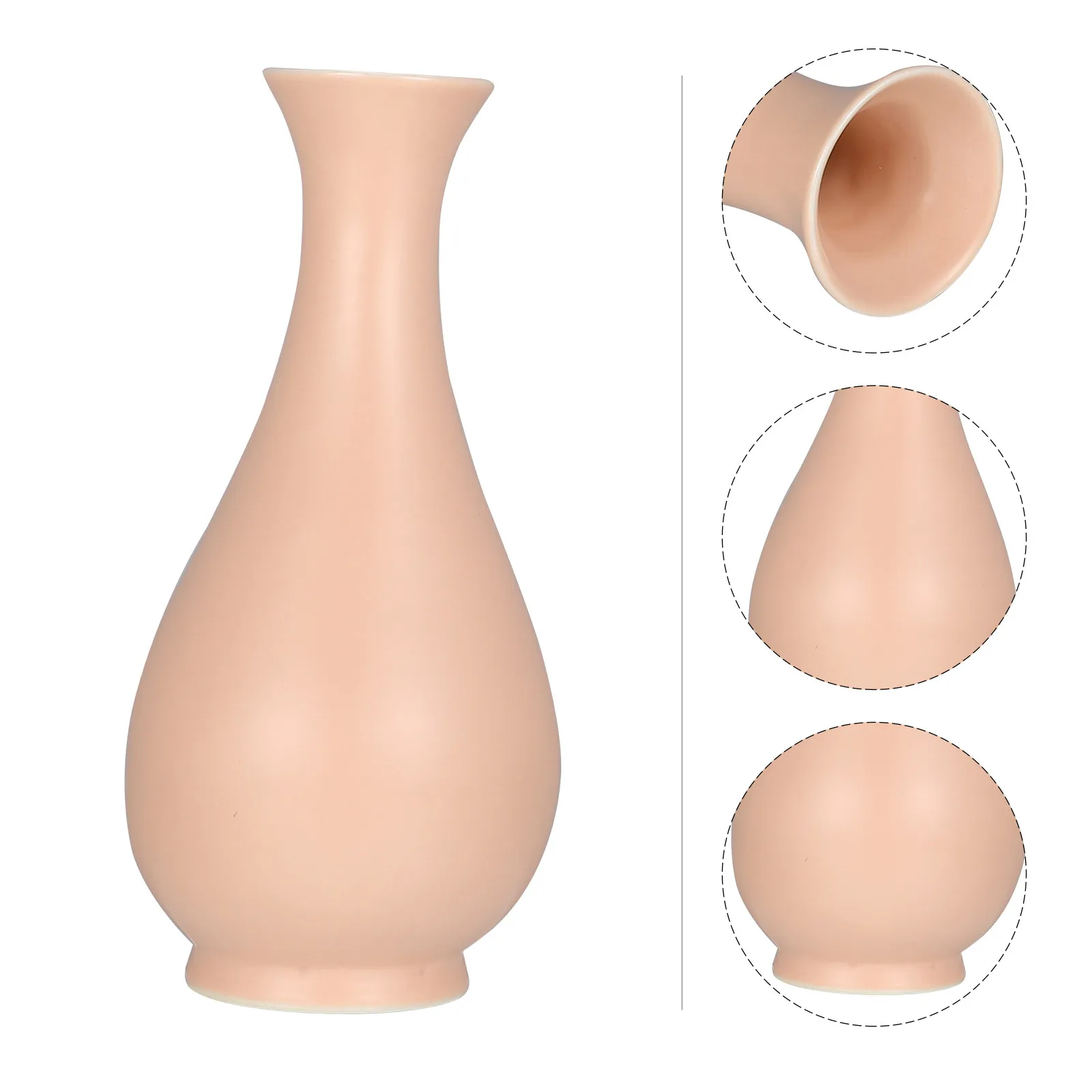 

1Pcs Ceramic Flower Vase Narrow Opening Pink Simple Style Home Decor Dried Flower Arrangement Pot Household Ornament