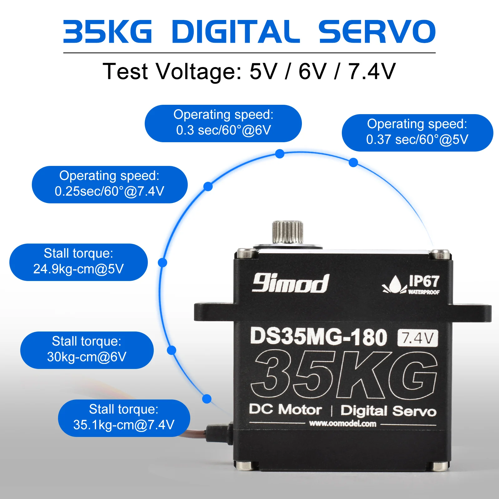 DS35MG 9imod 35kg High Torque Digital Servo Waterproof Metal Gear Steering Servo For 1/8 1/10 RC Crawler Car TRX4 SCX10 Axial