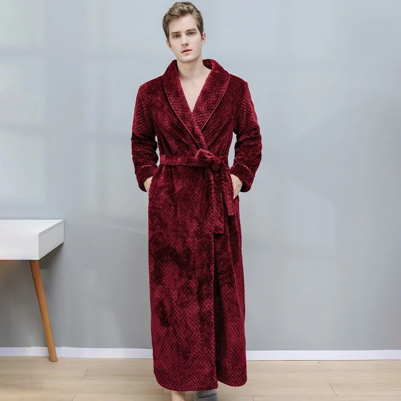 Warm Winter New Bathrobe Fleece Sleepwear Women Men Thicken Robe Kimono Dressing Gown Men Shower Robes Loose Home Clothes