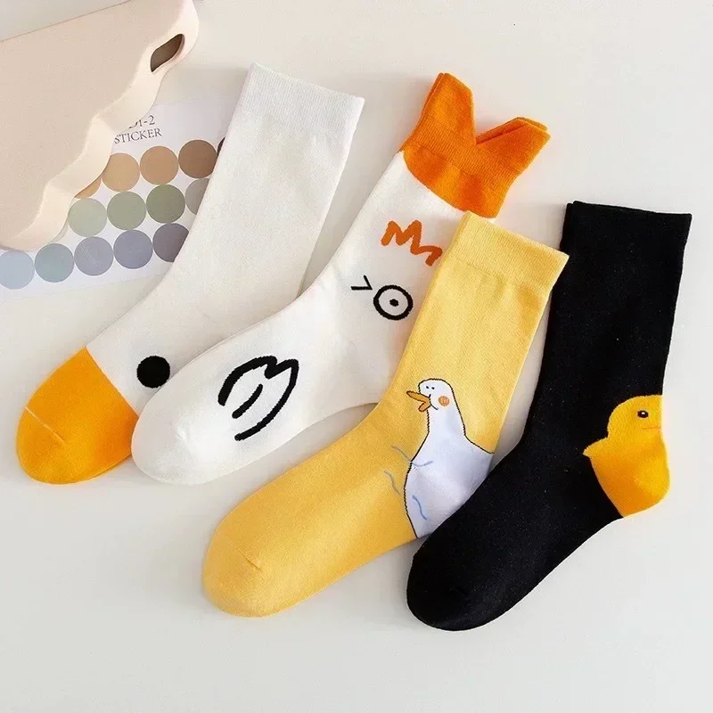 

Middle Tube Ins Cute Socks Japanese Duck Cartoon Stockings Cotton College Trend Kawaii Women Socks