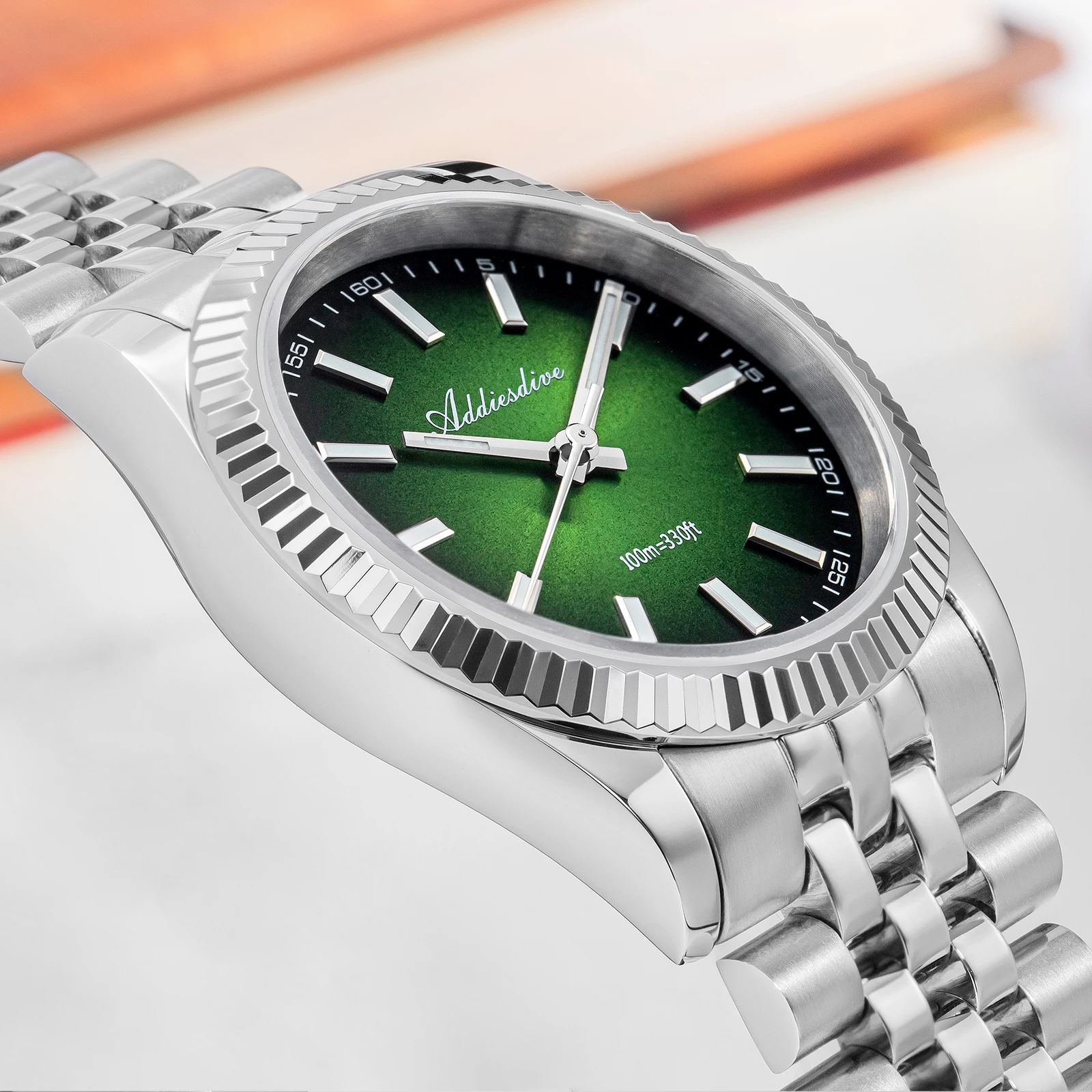 ADDIESDIVE NUOVO VH31 Orologio Al Quarzo Per Gli Uomini Super Luminoso Gradiente In Acciaio Inox Mens Orologi Vetro Zaffiro AD2073 reloj hombre