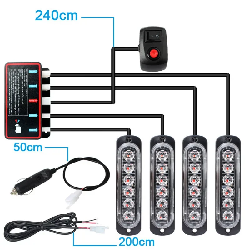 6LED 12 فولت لاسلكي للتحكم عن بعد سيارة ستروب وامض LED أضواء مصباح الطوارئ ستروب أضواء سيارة ضوء ستروب سيارة تحذير ضوء