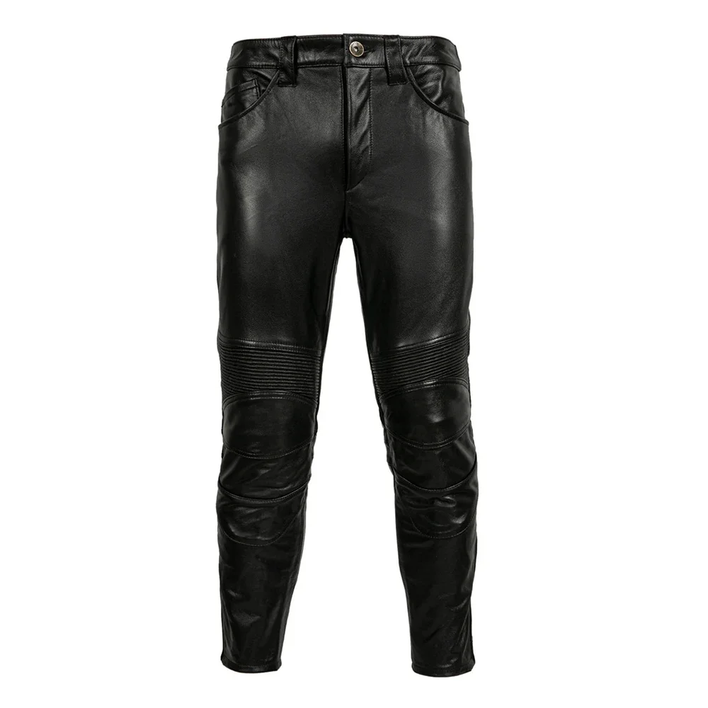 Protezioni moto pantaloni da uomo in vera pelle bovina pantaloni in pelle da equitazione moda autunno