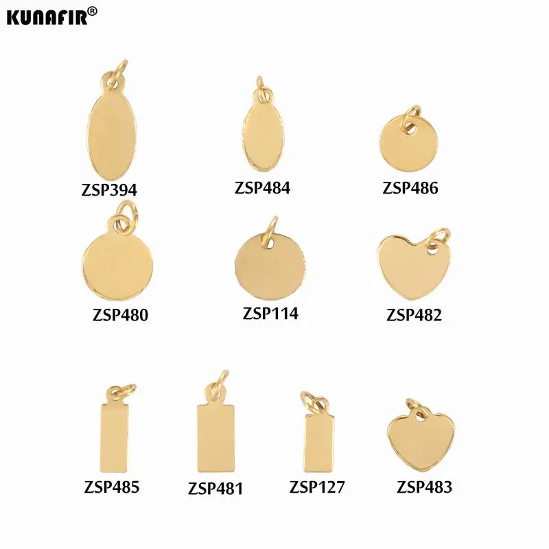 Wth jump ring Good polishing golden color tags with Laser engraving Logo stainless steel Tail chain label jewelry accessories