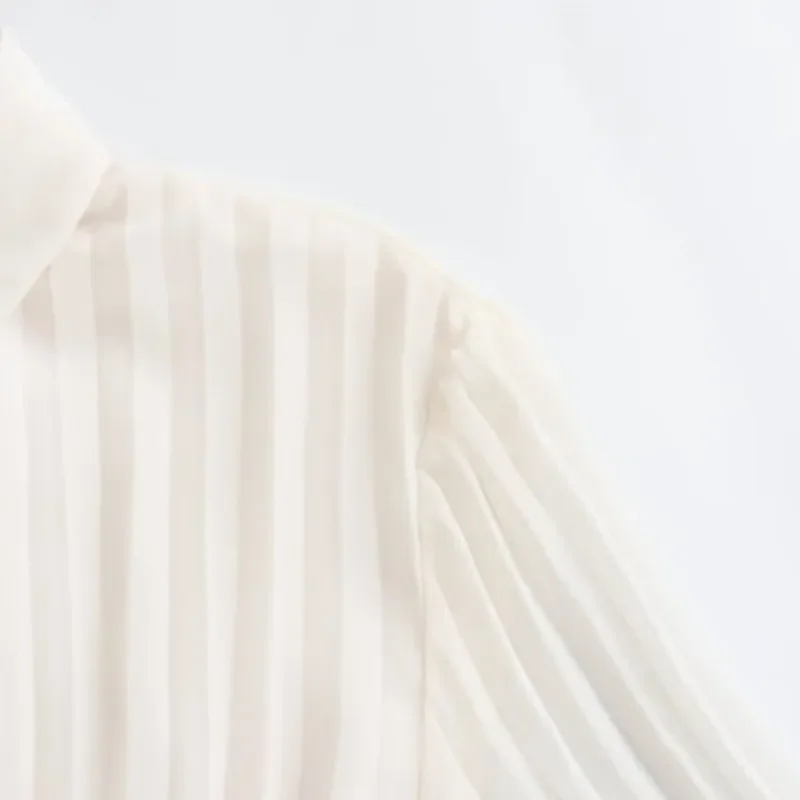 منتجات الصيف الجديدة 2025 الملابس النسائية قميص مزاجه المألوف الأبيض الراقية حزام طويل مطوي فستان فرنسي