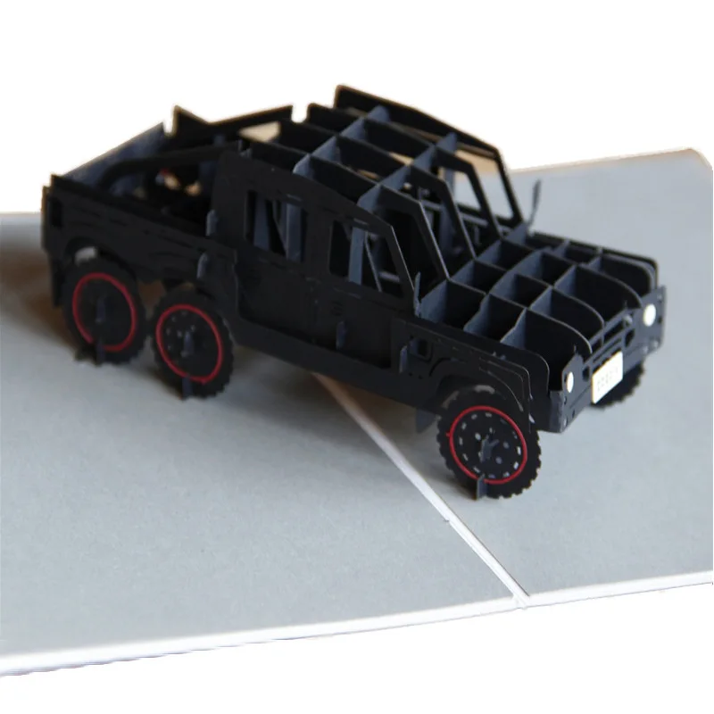 Father's Day 3D Creative Handmade Gift Cards Jeep Small Cards and Student Graduation Season Blessing Message Cards