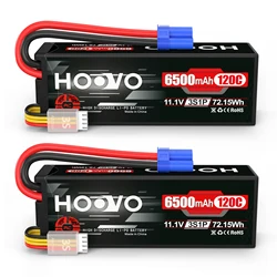 2PCS HOOVO 3S Lipo Battery 11.1V 6500mAh 120C RC Lipo Batteries Hard Case EC5 Plug Compatible with 1/8 1/10 Scale Vehicles Car