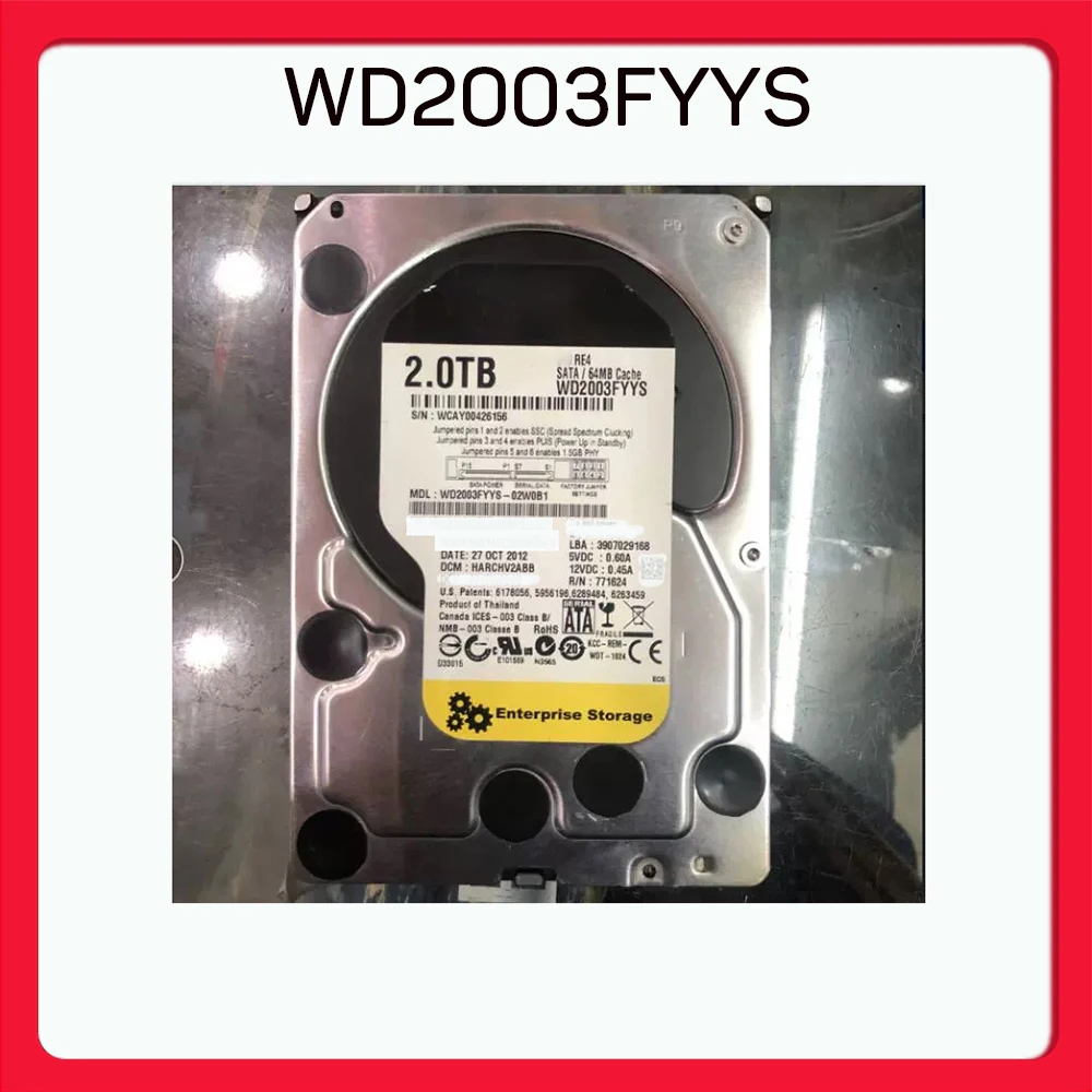 

For WD 2TB 64MB 5400RPM 3.5" Enterprise Hard Drive SATA Interface For RE4 Series WD2003FYYS