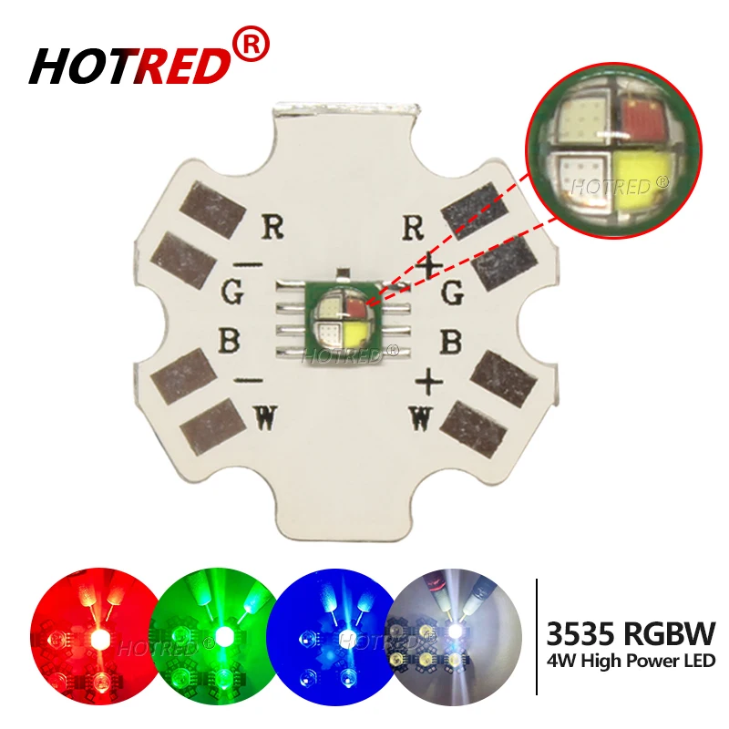 10pcs LED RGBW 4W High Power SMD3535 XPE Chip Ceramic Lamp beads 3535 RGBWW for Flashlight Stage Light on 20mm PCB