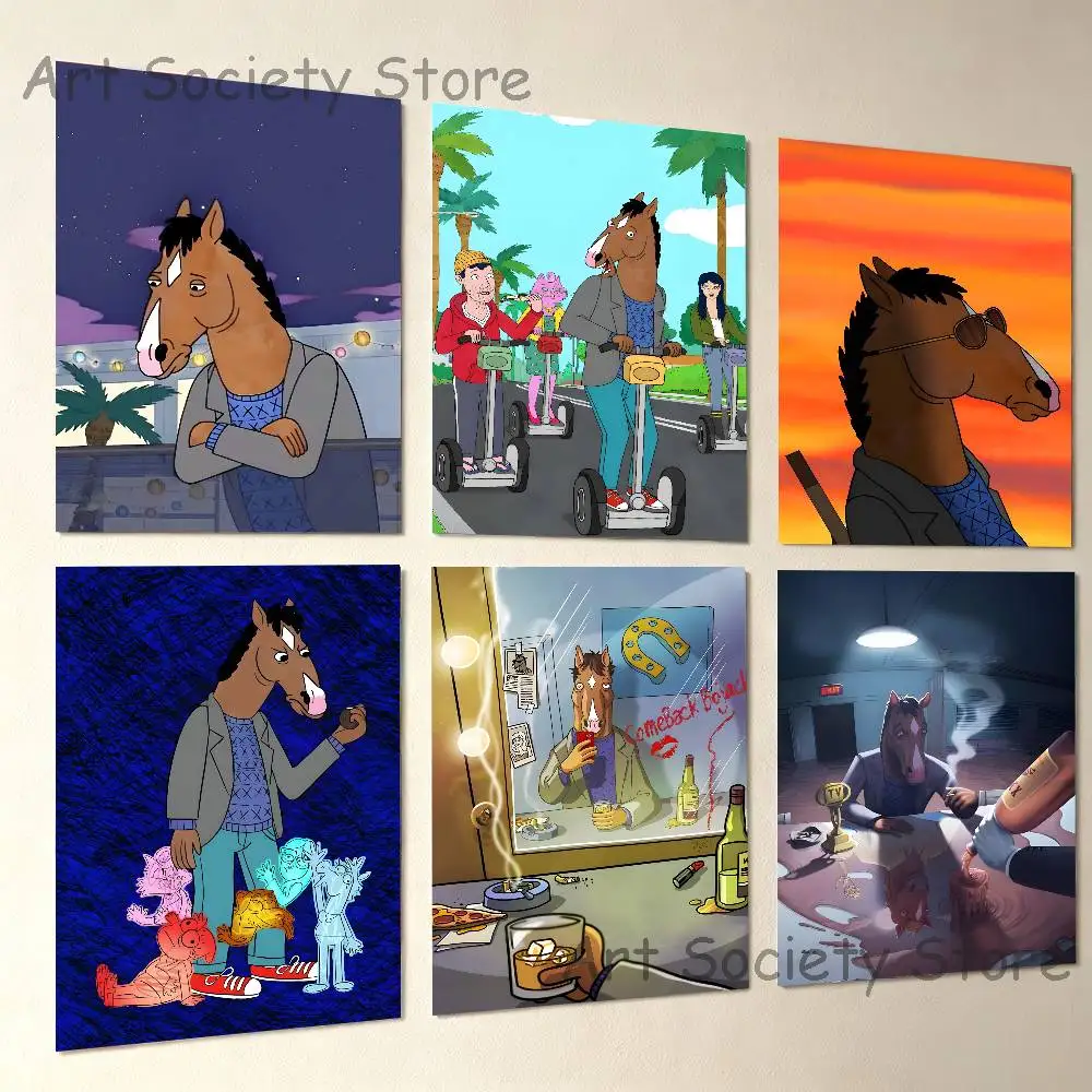 BoJack Cartoon H-Horseman Poster Multi-Purpose Wall Art for Living Room Bedroom Office Hallway Bar Home Decor Gift