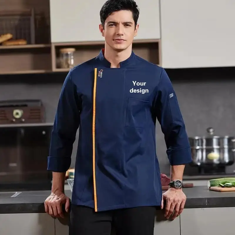 Autumn And Winter Catering Chef's Work Clothes Hotel Restaurant Cake Baking Shop Chef's Clothing Jacket Printed Logo
