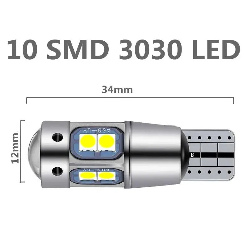 2PCS High Quality T10 W5W 168 192 Led Tail Light 3030 10SMD 12V Car Led Auto Lamp CANBUS NO Error Car Marker Parking Bulb Brigh