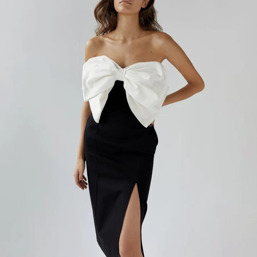 

New Ins Women's Sexy French Style summer Long Dress with High Split Bow Tie Dress Lolita 2025 Summer Dress Robe Vestido Women
