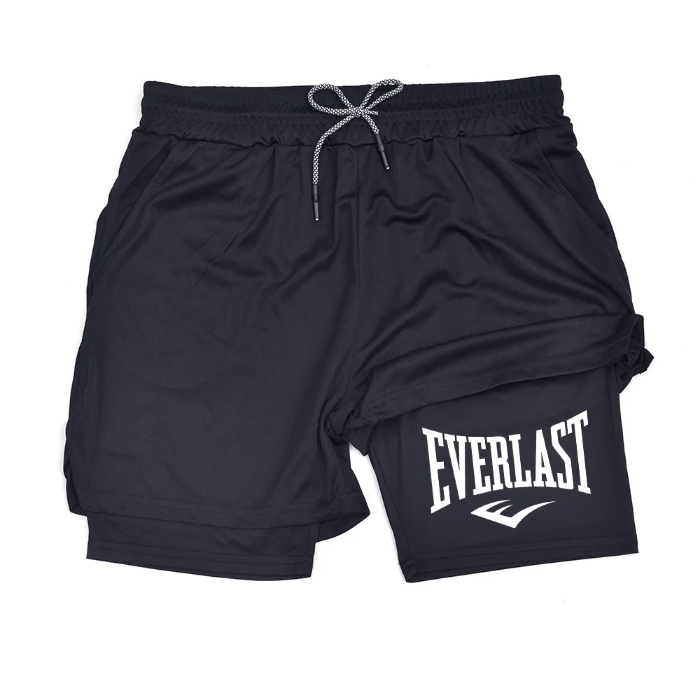 

Men's tight fitting sports shorts EVERLAST printed sports shorts double-layer quick drying basketball casual shorts