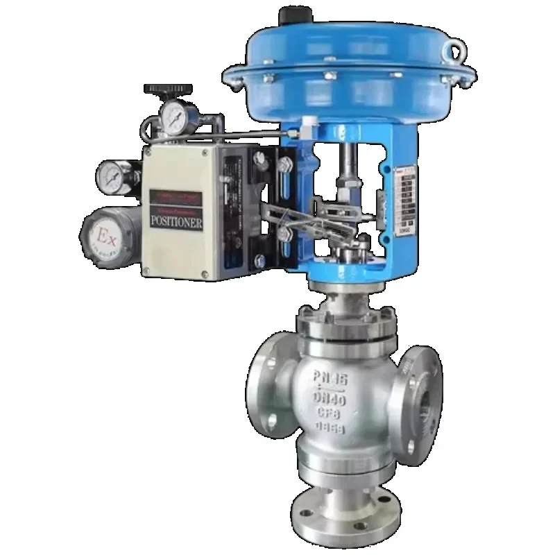 way Pneumatic Mixing Type Control Valve 3-Way Diverting Type Control Valve CF8 150LB Pneumatic globe control valve