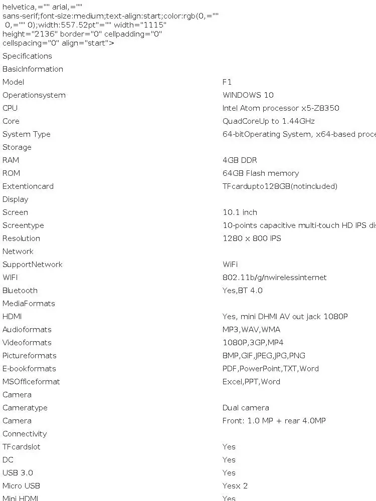 Tablette windows 10 avec clavier bluetooth et double caméra_voghion.com