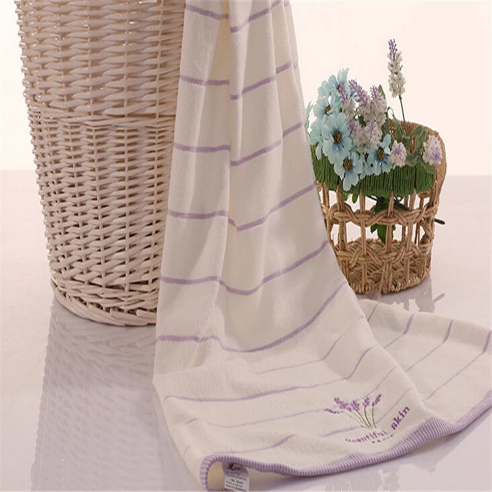 Cotton Embroidery Lavender Aromatherapy Soft Bath Hand Face Towel Sheet Set