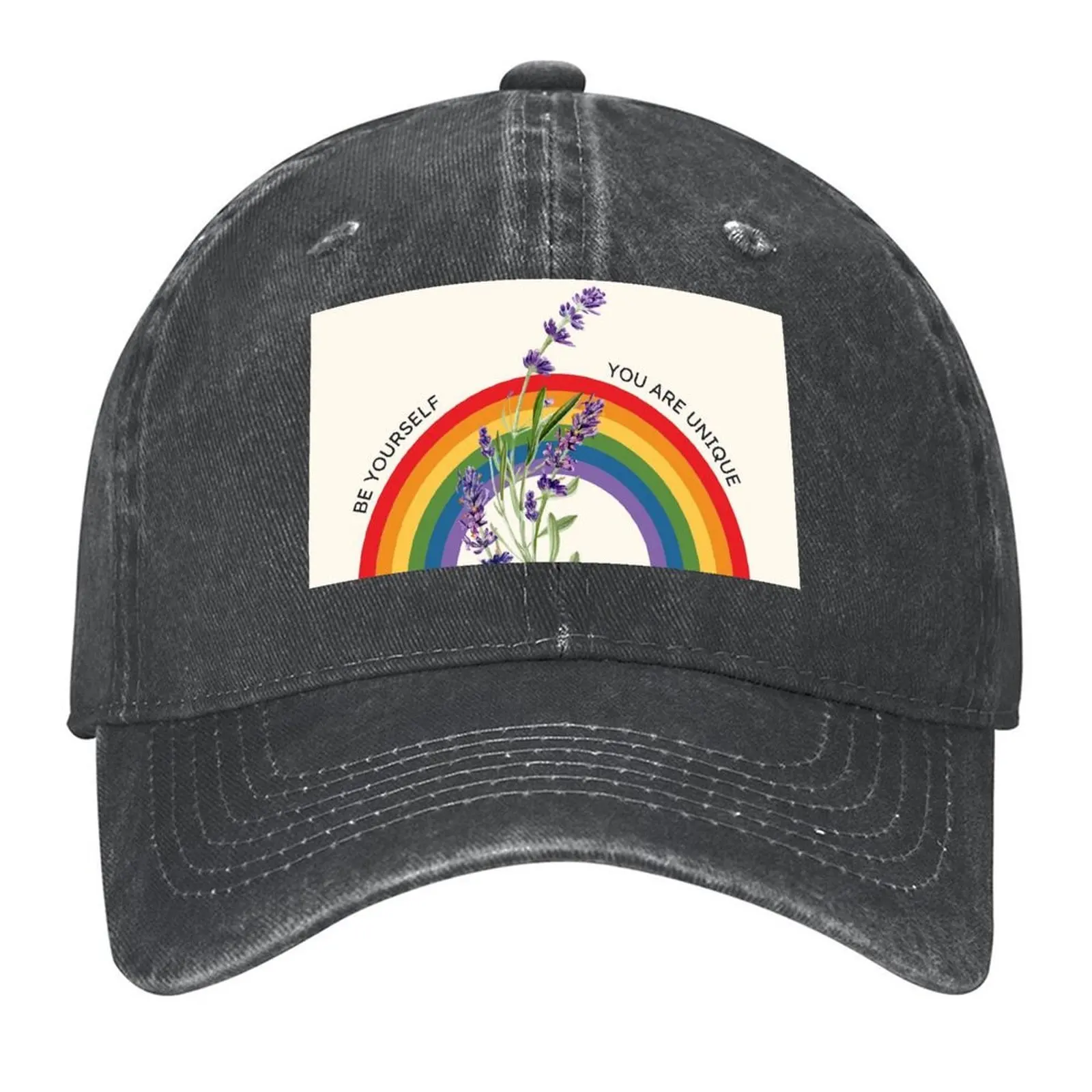 

Lavender Rainbow Pride Baseball Cap Golf Cap Golf Wear fun hats Rave Woman Hats Men's