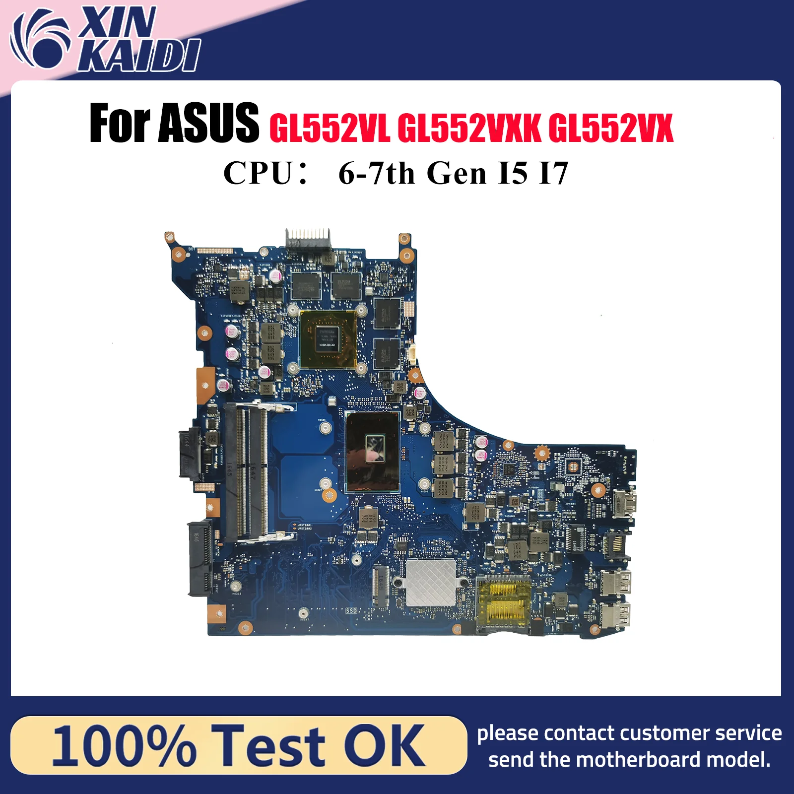 

GL552VW Laptop Motherboard For ASUS ROG FX-PRO GL552VX GL552V GL552VXK ZX50V Notebook Mainboard With I5 I7 CPU 100% tests OK stk