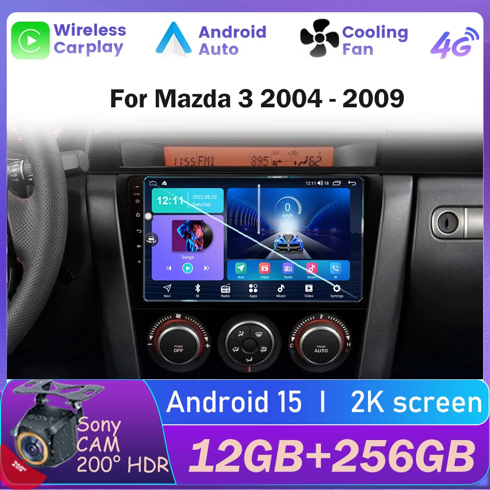 

Android 15 Carplay for Mazda 3 2004 2005 2006 2007 2008 2009 Car Radio with BOSE Multimedia Video Player 2 Din Stereo GPS DVD