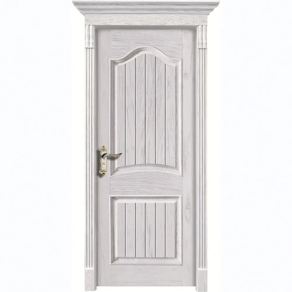 Custom Solid Wood Classic Style Door With Frame And Hardwares Luxury Interior Door Room White Wooden Door With Carved Pattern