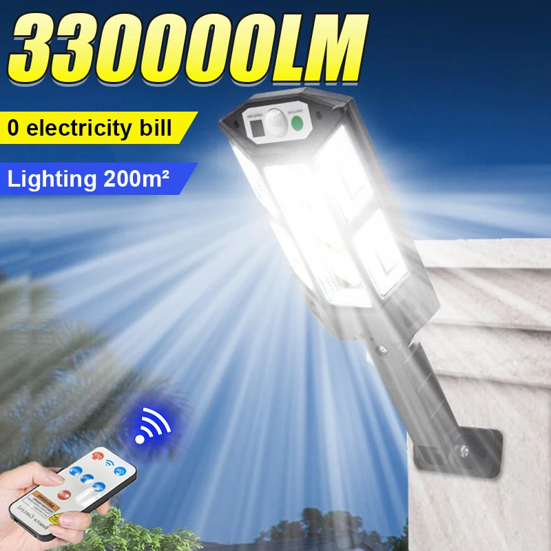 

Solar Lights Outdoor 330000LM Solar Sensor Wall Light Remote Control LED Solar Lighting Waterproof Garden Solar Lamp For Street