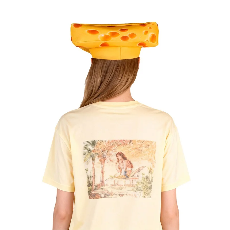 Unsiex 女性用フードハット 大人用イエローチーズヘッドハット 男の子 女の子用スポンジチーズヘッドウェア 楽しいハロウィンコスチューム小道具