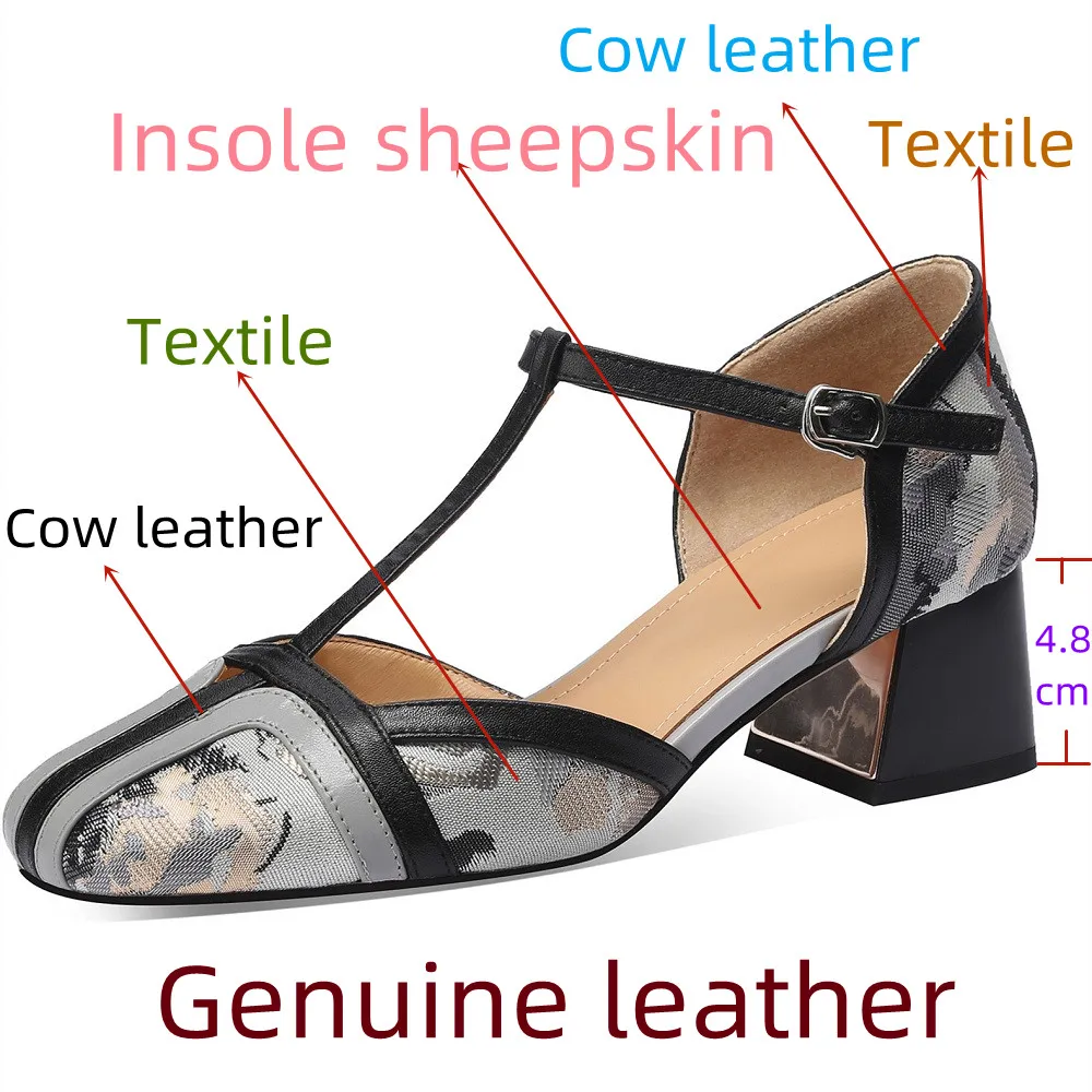 【JOCHEBED HU】Sexy Fashion Dress Women Genuine Leather Sandals Summer Narrow Band Pumps High Heels Party Prom Night Club 33-40