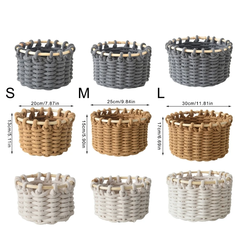 Sturdy Storage Baskets Rope Woven Bins Functional Handwoven Home Storage Baskets For Efficient Home And Office Use
