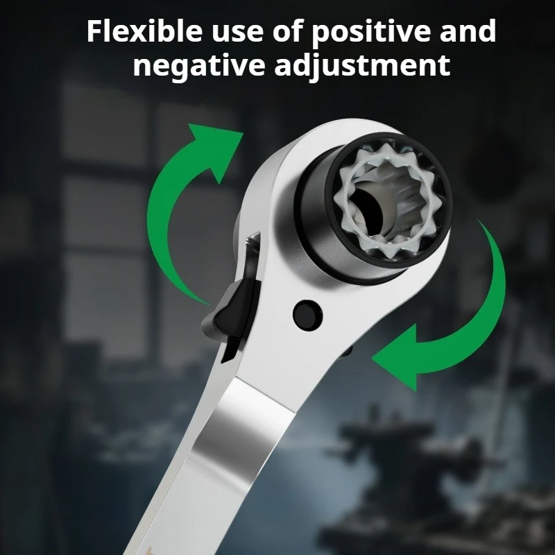 8 in 1 Ratchet Wrench Multifunctional Two-way Spanner Thickening Labor-saving Anti-rust Car Repair Tools Household Hardware Tool