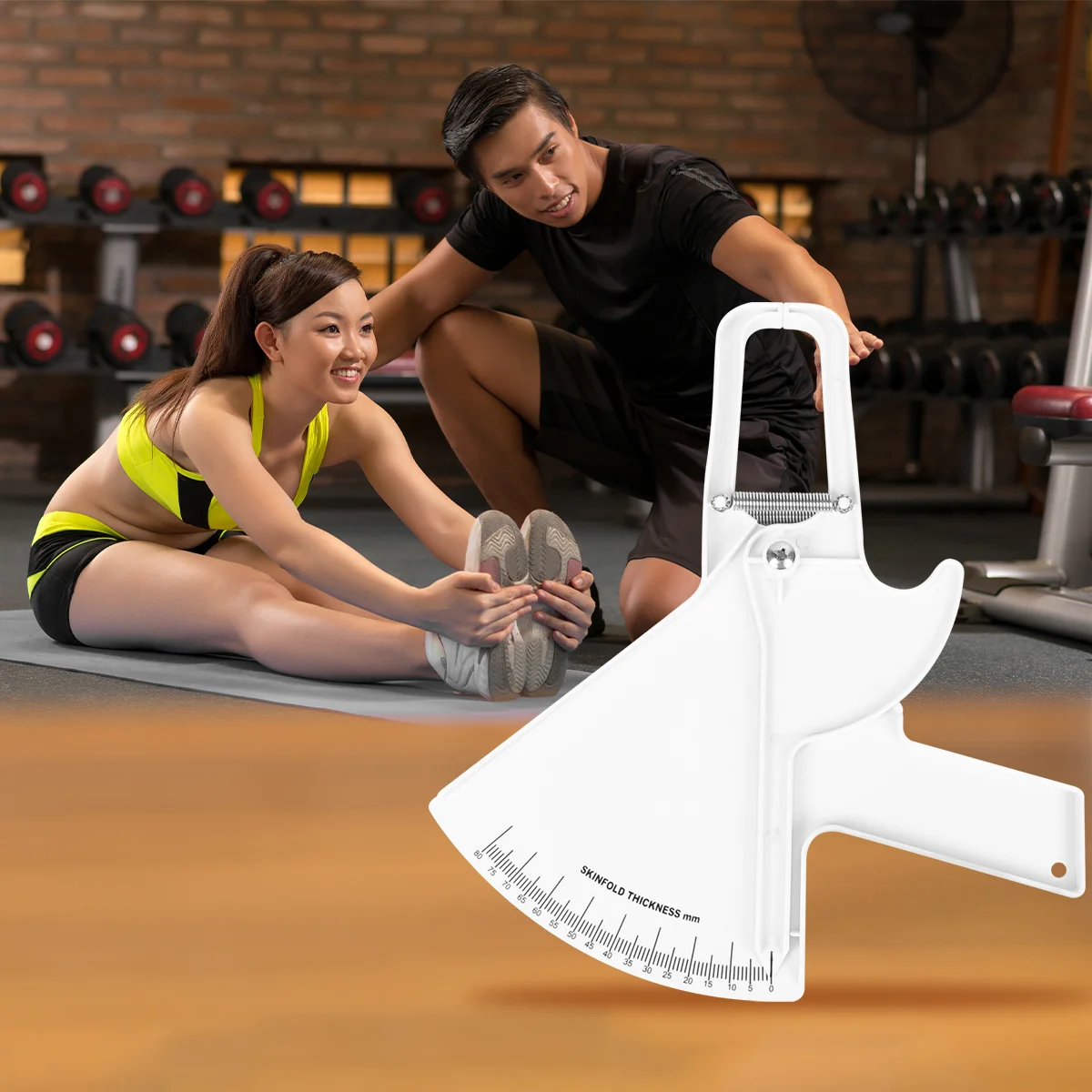 Caliper Fat Tester Tape Measure White Premium Metal Spring Fitness Weight Loss Calculator for Men Women