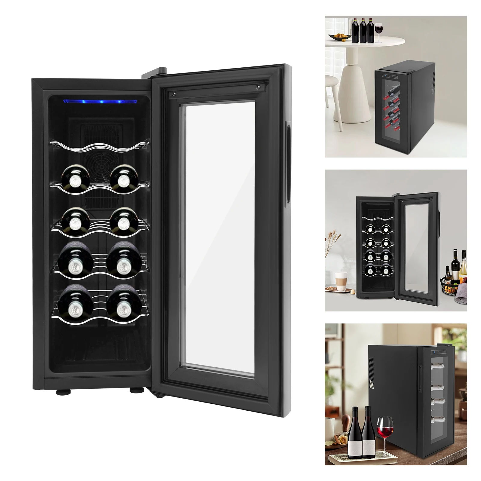

12 Bottle Wine Fridge Compressor Wine Cooler Refrigerator Large Freestanding Wine Cellar Fridge w/Lock