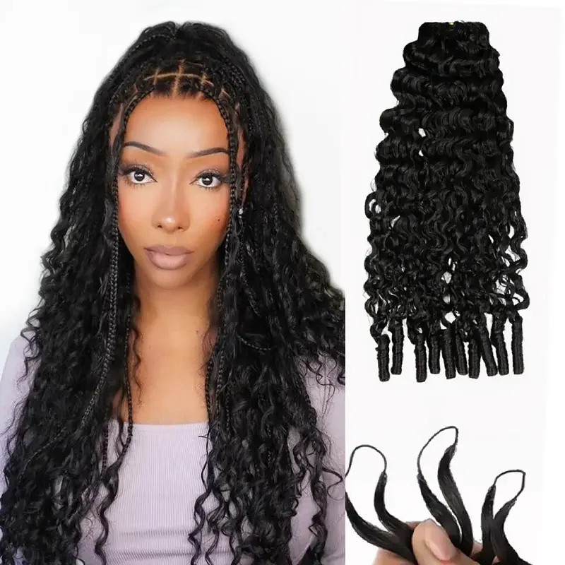 

Натуральные бирманские кудрявые волосы 16A для плетения крючком, предварительно связанные, 28-30 дюймов, глубокая волна, для твистов и плетения кос, наращивание волос