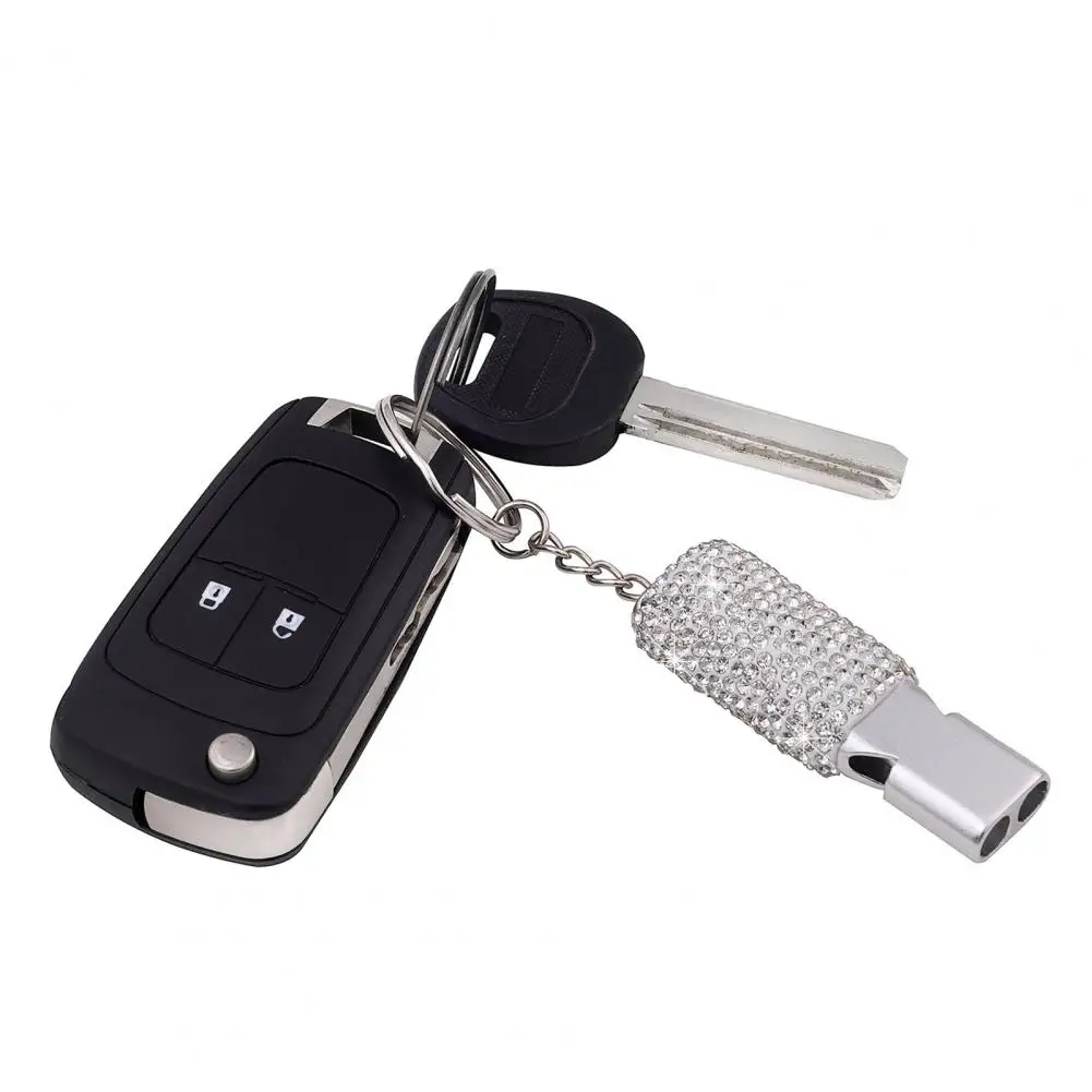 Bling Whistle Metal Rhinestone Whistle with Keychain Shining Whistle with Loud Sound for Referees Coaches Lifeguards Emergencies