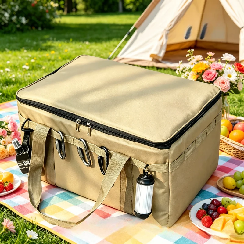 30L Khaki Foldable Tactical Storage Bag, Water Resistant Organizer for Camping Tableware, Cook Sets & Outdoor Accessories