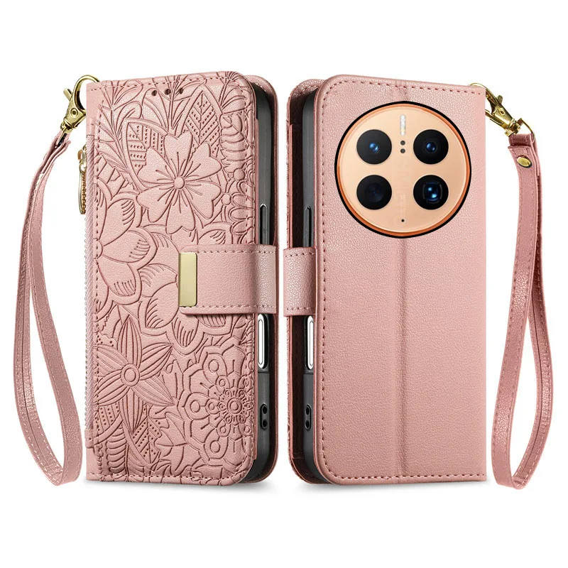 

embossing PU leather Cover For Huawei Mate 50 40 Pro+ 30 Pro 50E 40E Magnetic button shockproof many card Slot Wallet phone Case
