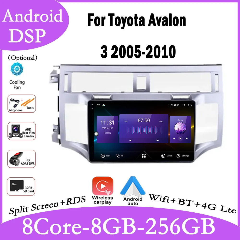 

9 дюймов для Toyota Avalon 3 2005-2010 Android 14 автомобильный радиоприемник Carplay видео Auto 4G WIFI GPS DSP плеер навигация стерео