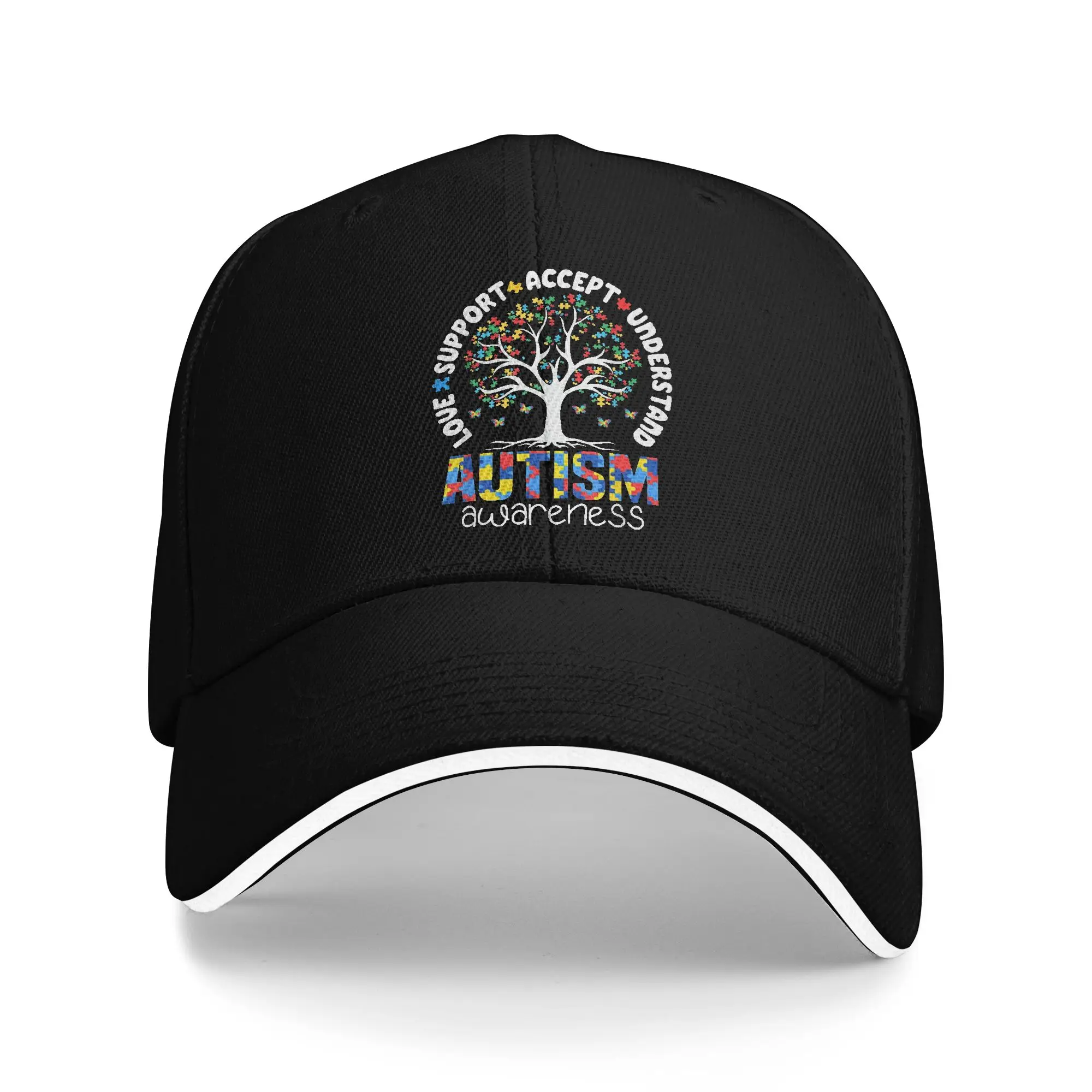 New Design Baseball Cap Autism Awareness Respect Love Support  Outfit For Men Women Trucker Hats Retro  Snapback Cap Adjustable