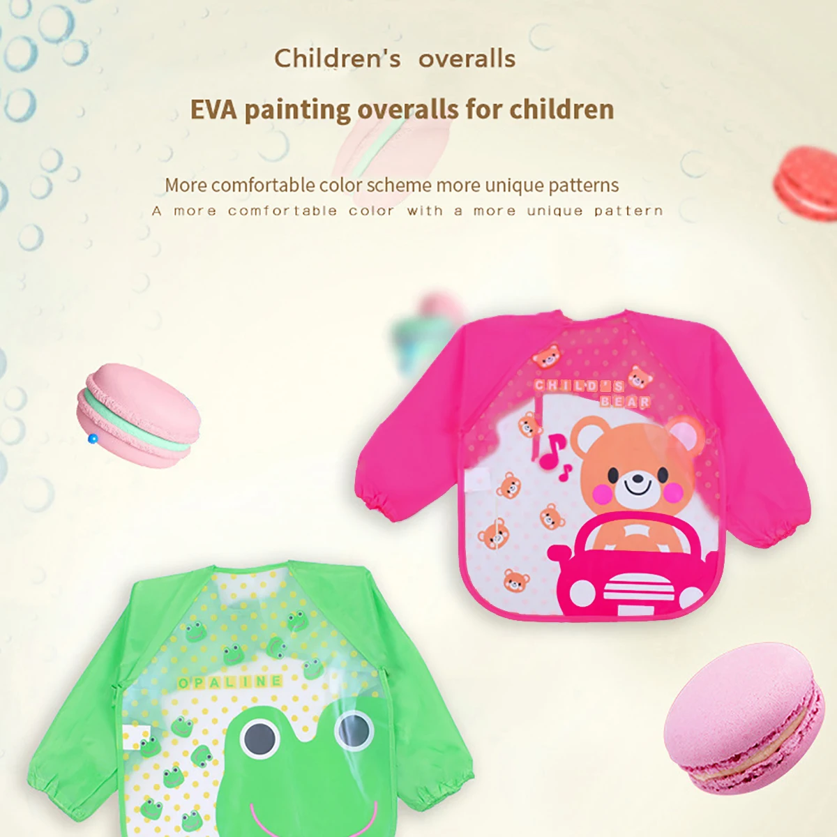 Baby dinner overalls Spring and autumn book boys and girls bibs children eva painting clothes waterproof baby reverse dress