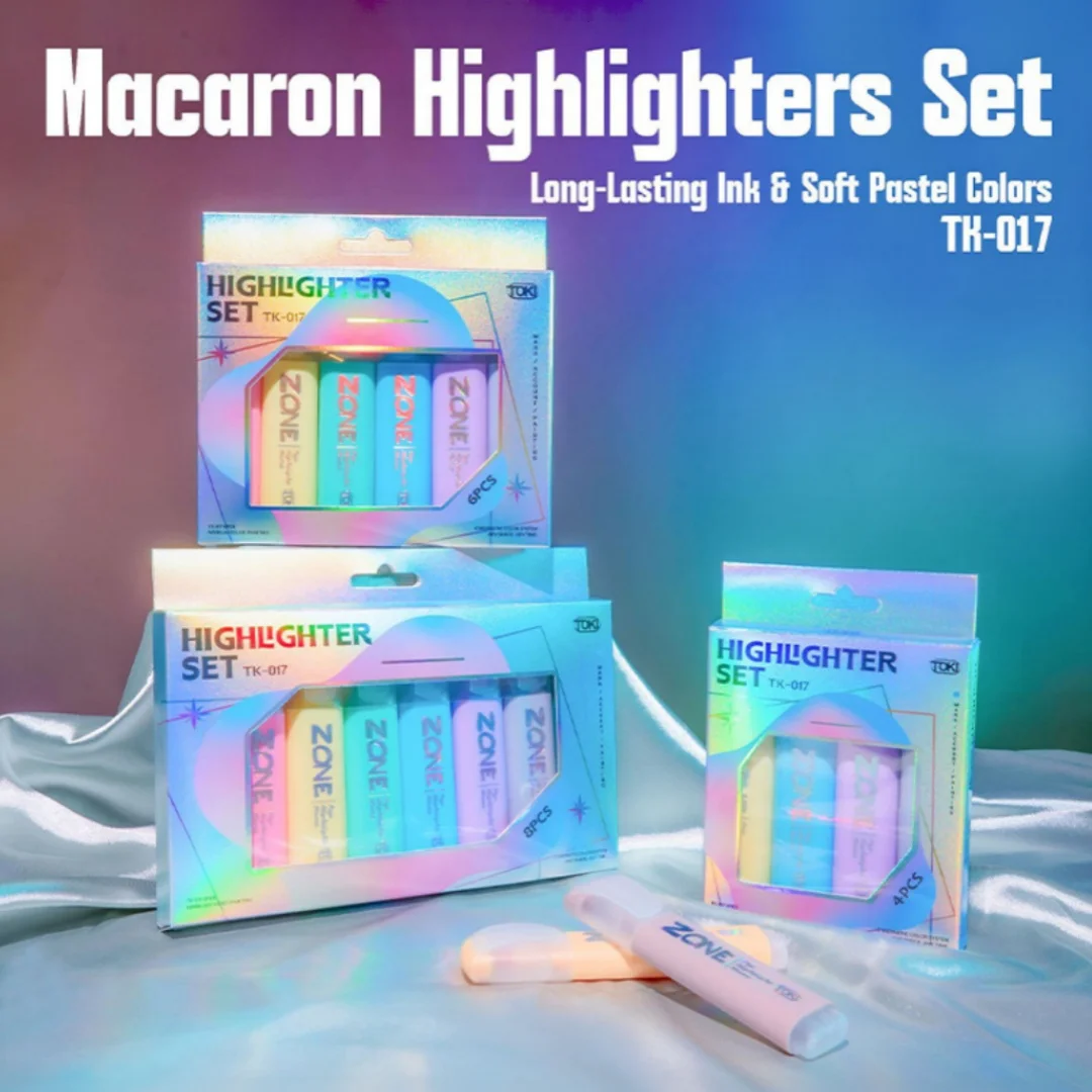 4/6/8 Macaron Colors Highlighter Set Soft Oblique Tip Quick Dry Mild Neon Markers Note Taking Journaling School Office Supplies