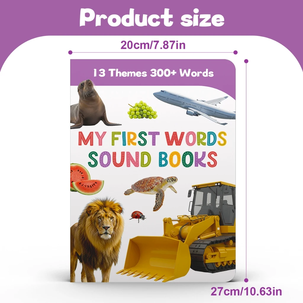 My First Words Sound Book for Kids, 13 Themes 300+ Everyday Words, Early English Vocabulary Learning Picture Book for Toddlers