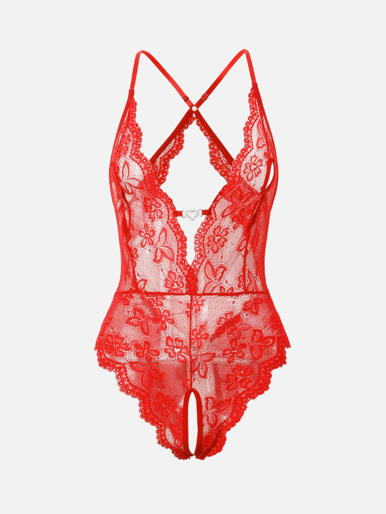 Sexy One Piece Crothless Solid Floral Underwear Women Hollow Bra Set Bodysuit Deep V Lace Ruched Erotic Seamless Wireless Dress