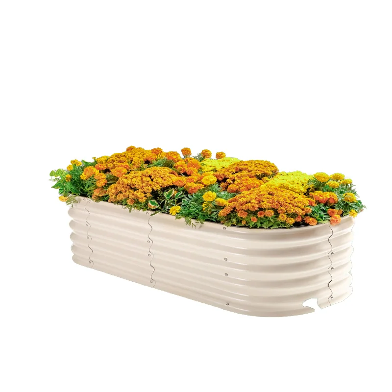 Hochwertiger Pflanzkasten im englischen Stil, ovales, erhöhtes Blumenbeet mit Flugzeugbeschichtung aus verzinktem Stahl, langlebiger Gartenbetttopf