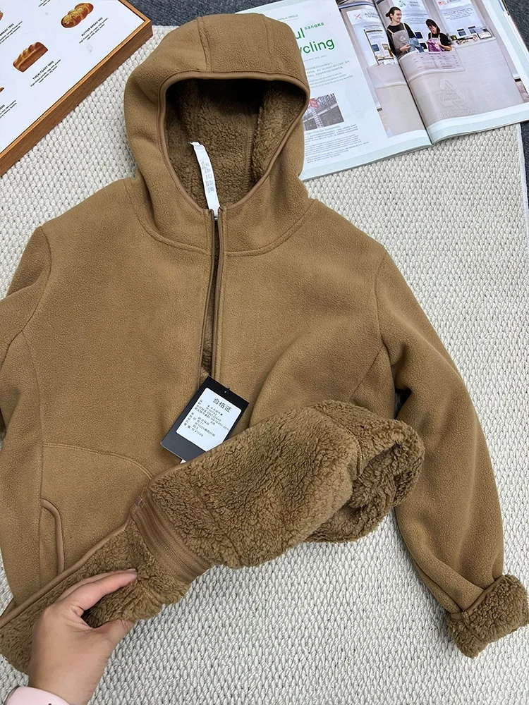 

Мужская толстовка с мехом ягненка Thiened, спортивное пальто на открытом воздухе, осень-зима, теплая хлопковая куртка Fce, повседневная длинная застежка-молния...