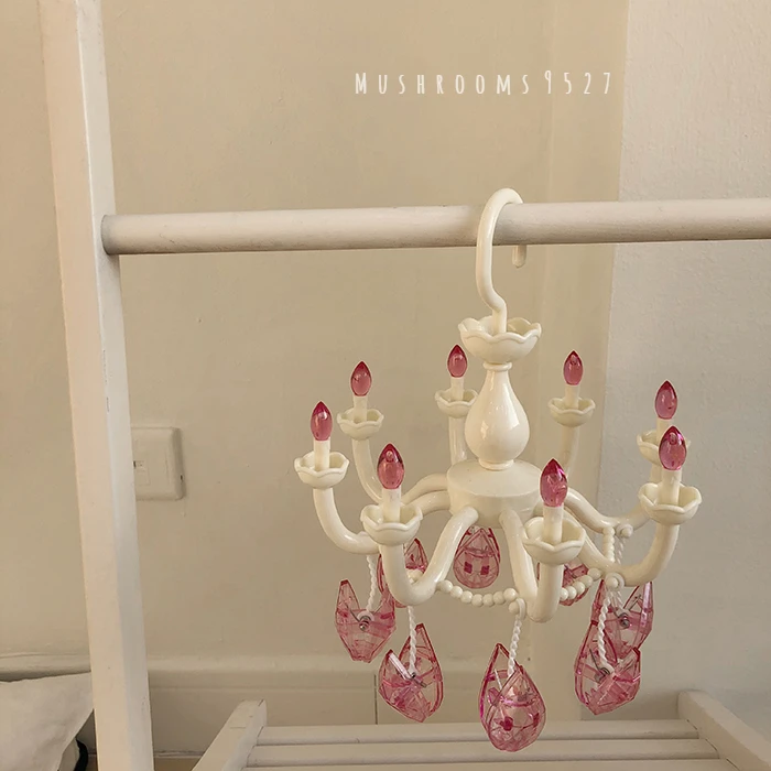 Kawaii stile coreano ragazza cuore retrò lampadario di cristallo forma appendiabiti carino studente camera da letto molletta decorazione Rack