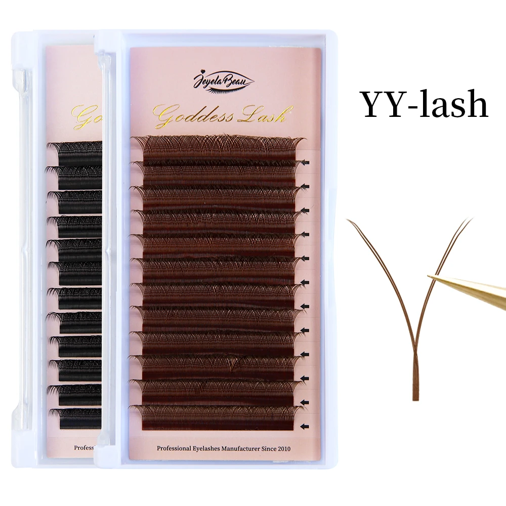 

Goddess High Quality YY Brown Lashes Premium Matte Individual Eyelash Faux Mink Y Volume Trays YY Eyelashes Extensions