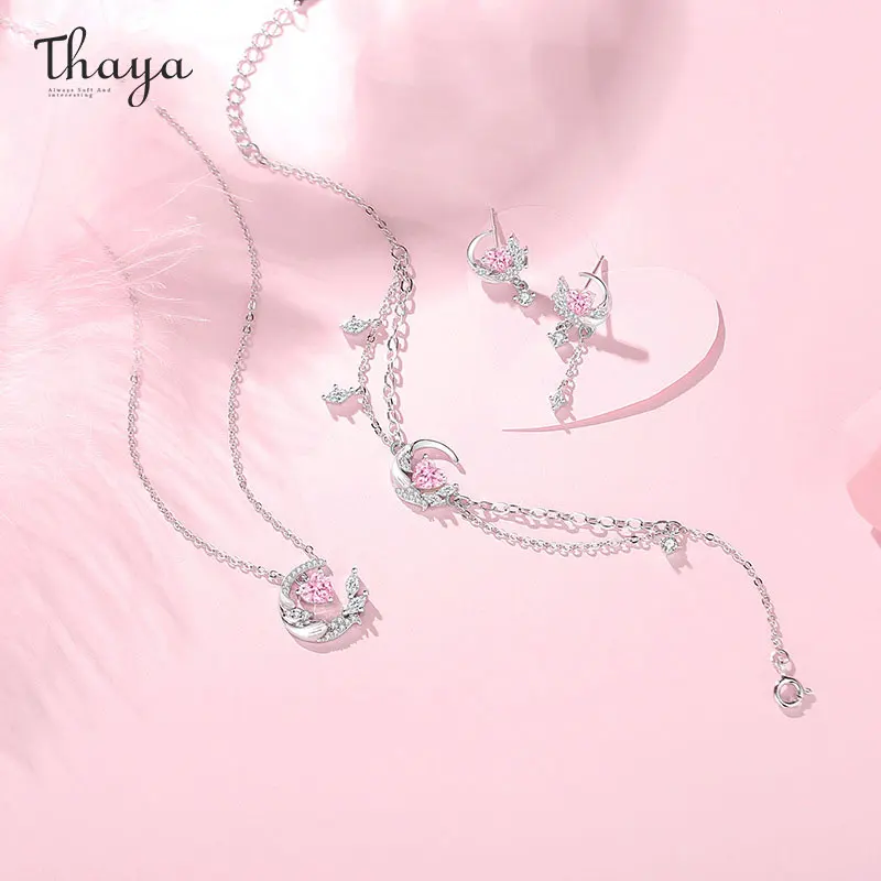 

Thaya Heart Design Romantic Jewelry Set S925 Sterling Silver Luxury Necklace for Women Anniversary Fashion Female Fine Bracelet